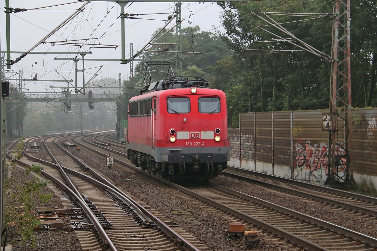 139 222-4 als Tfzf in Fahrtrichtung Seelze. Aufgenommen am 20.09.2014 in Hannover Linden-Fischerhof.