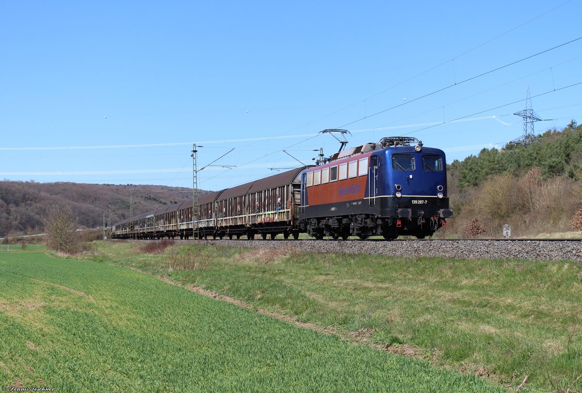 139 287-7 BYB mit dem Henkelzug bei Harrbach am 06.04.2018