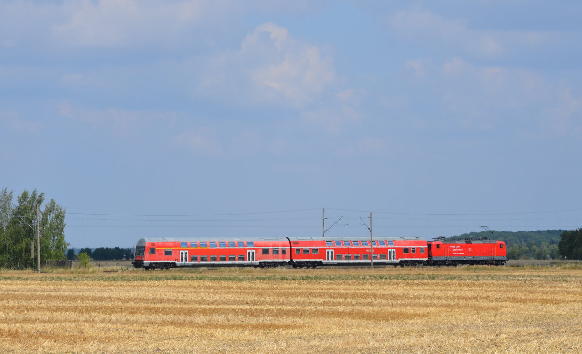 143 893-6 mit Dosto in Krensitz S9 nach Halle Saale der S-Bahn Mitteldeutschland 19.07.2018