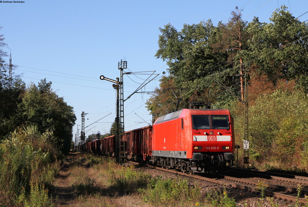 145 035-2 mit dem EZ 51975 (Offenburg Gbf-Kornwestheim Rbf) bei Forchheim 25.9.18