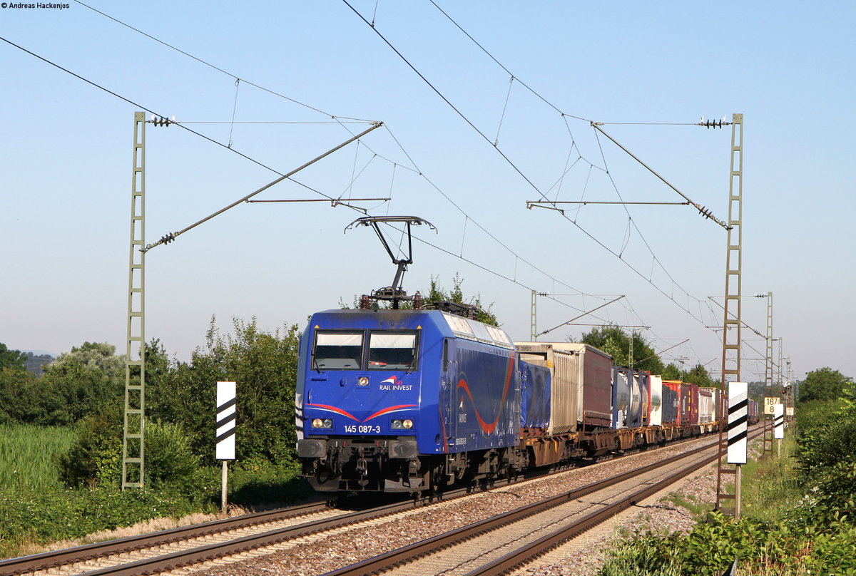 145 087-3 mit einem KV Zug bei Köndringen 20.7.16