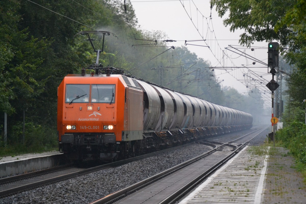 145 CL-001 von ArcelorMittal mit einem ArcelorMittal Zug am 15.08.14 in Ostbevern. 