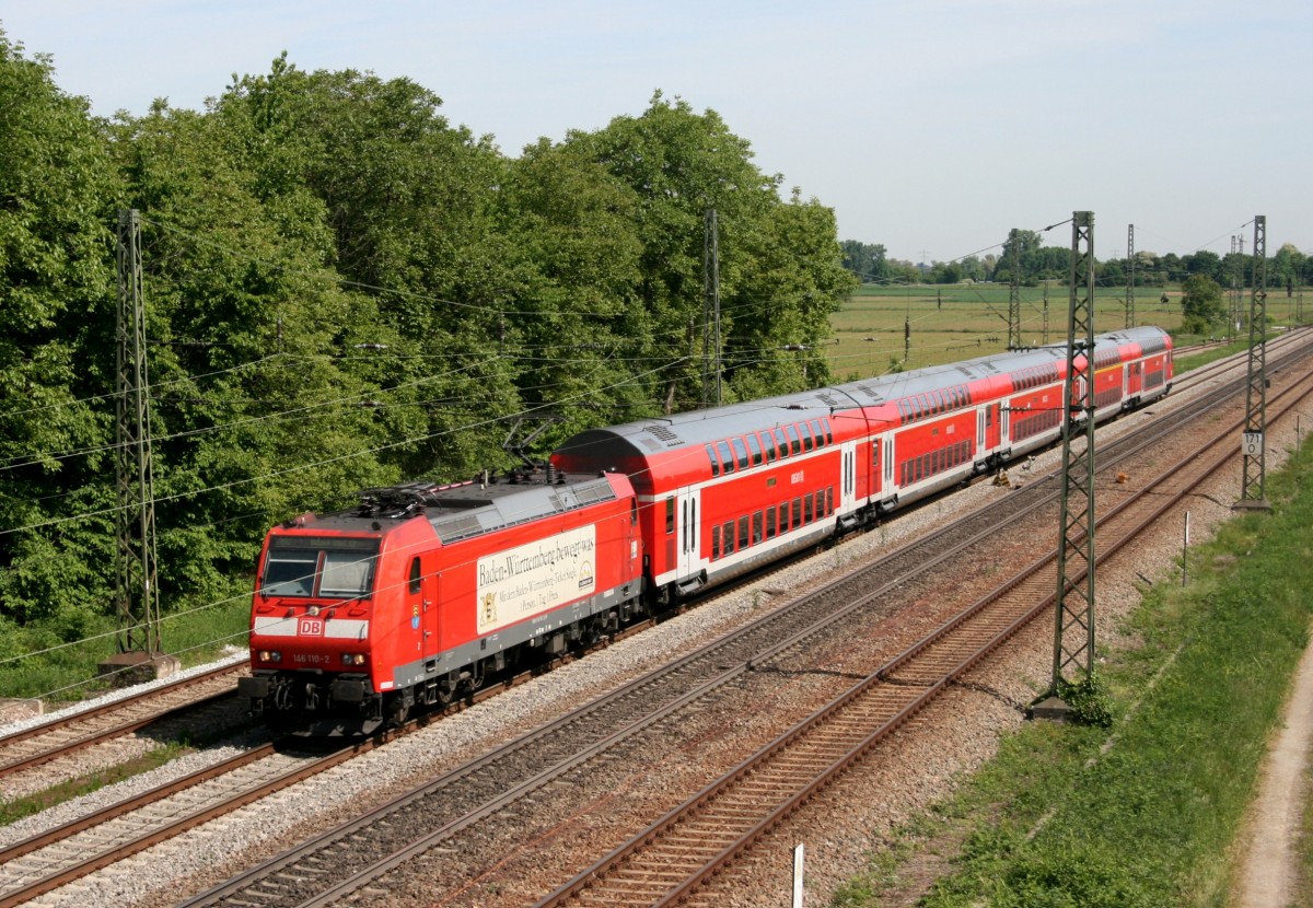 146 110 mit RE 26515 (Offenburg–Basel Bad Bf) am 09.05.2011 in Orschweier