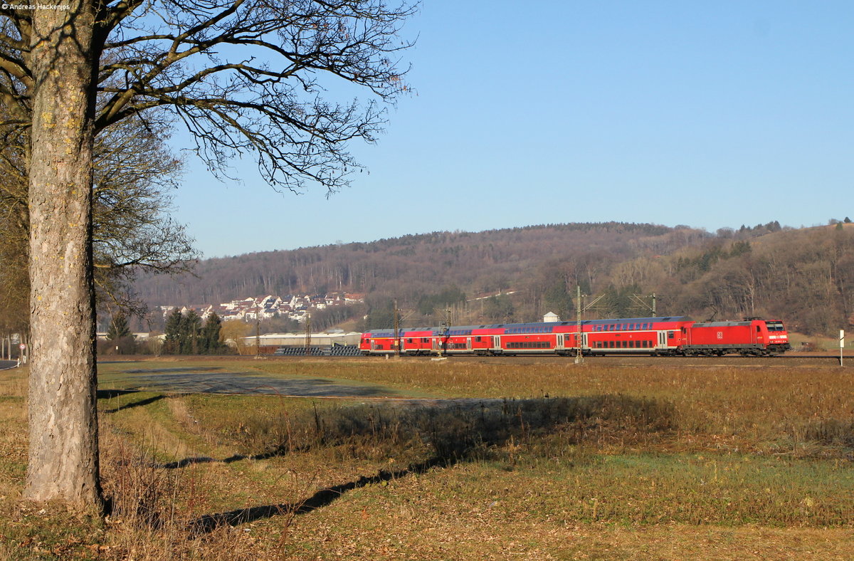 146 207-6 mit dem RE 4211 (Stuttgart Hbf-Lindau Hbf) bei Ebersbach 16.2.19