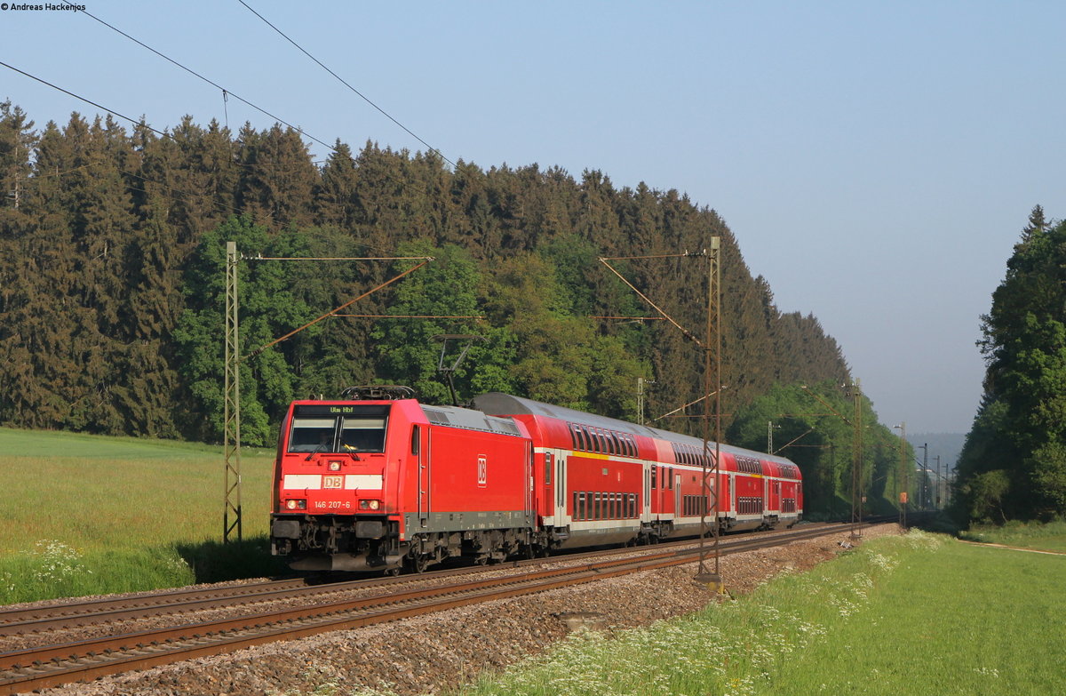 146 207-6 mit der RB 19211 (Stuttgart Hbf-Ulm Hbf) bei Gurgelhau 12.5.18