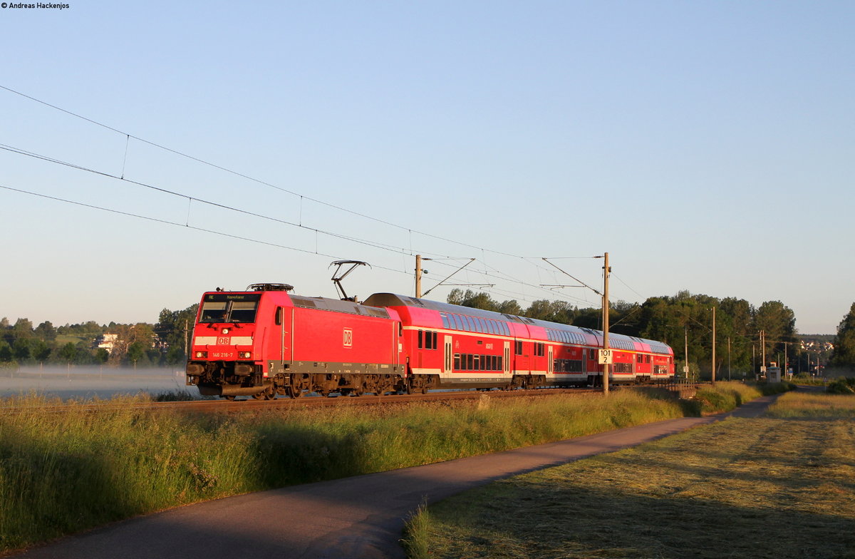 146 216-7 mit dem RE 4701 (Villingen(Schwarzw)-Konstanz) bei Donaueschingen 13.6.17