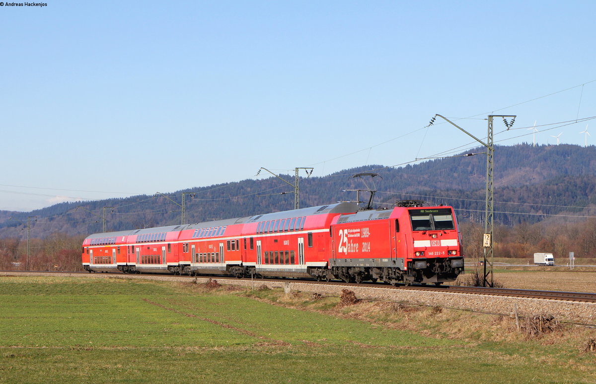 146 222-5  25 Jahre RAB  mit der RB 17269 (Freiburg(Brsg)Hbf-Seebrugg) bei Kirchzarten 13.2.18