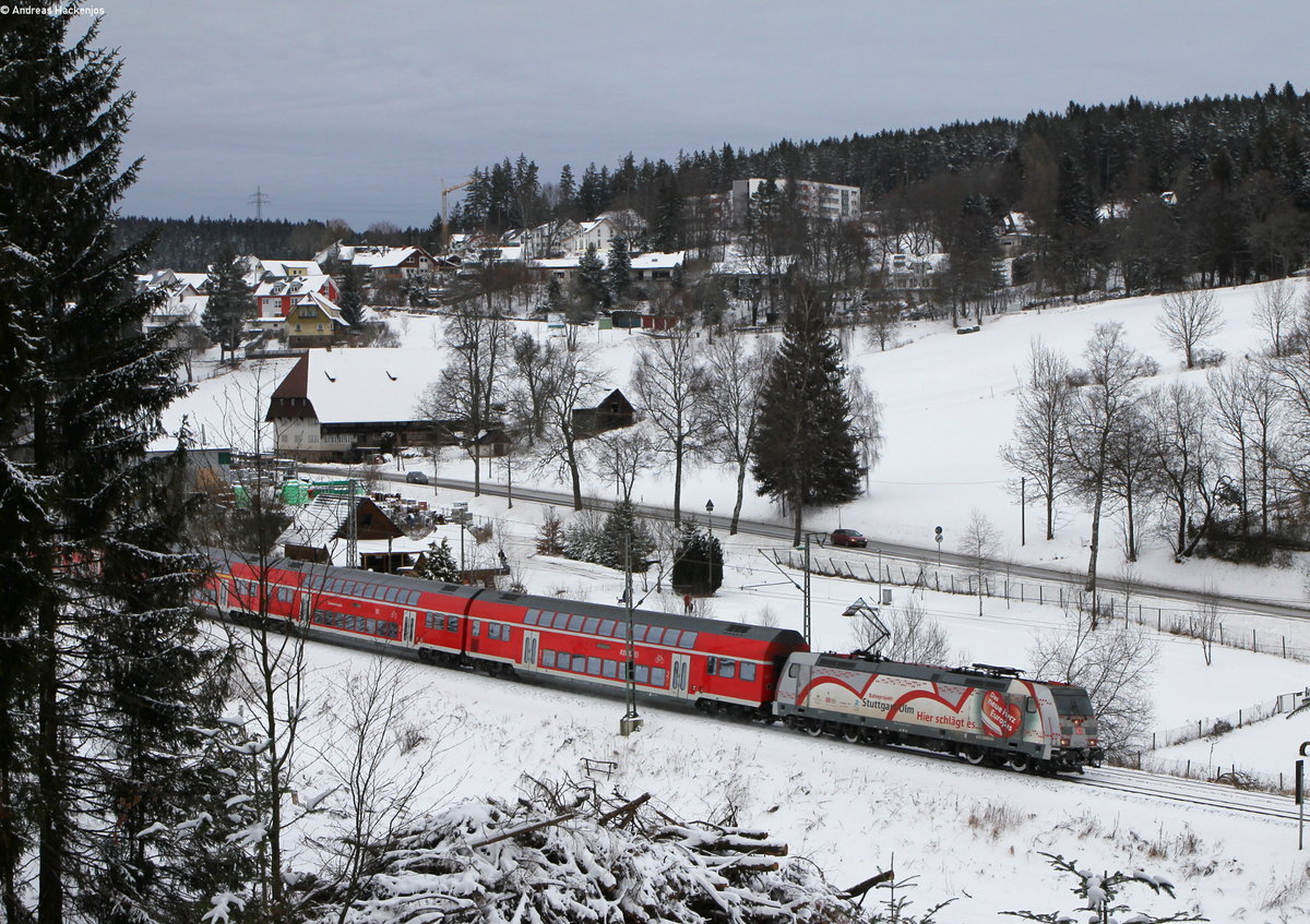 146 227-4  Neubaustrecke Suttgart-Ulm  mit dem RE 4727 (Karlsruhe Hbf-Konstanz) bei St.Georgen 7.1.17