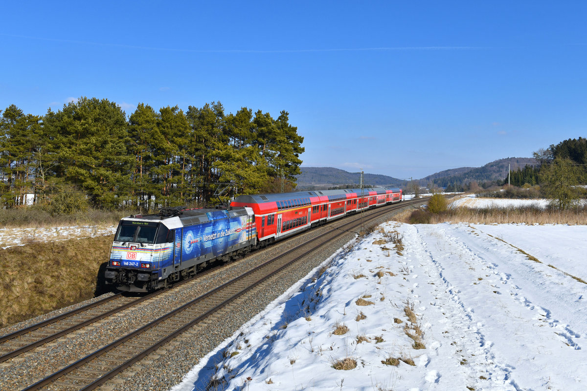 146 247 mit RE 4856 am 24.02.2018 bei Kerschhofen. 
