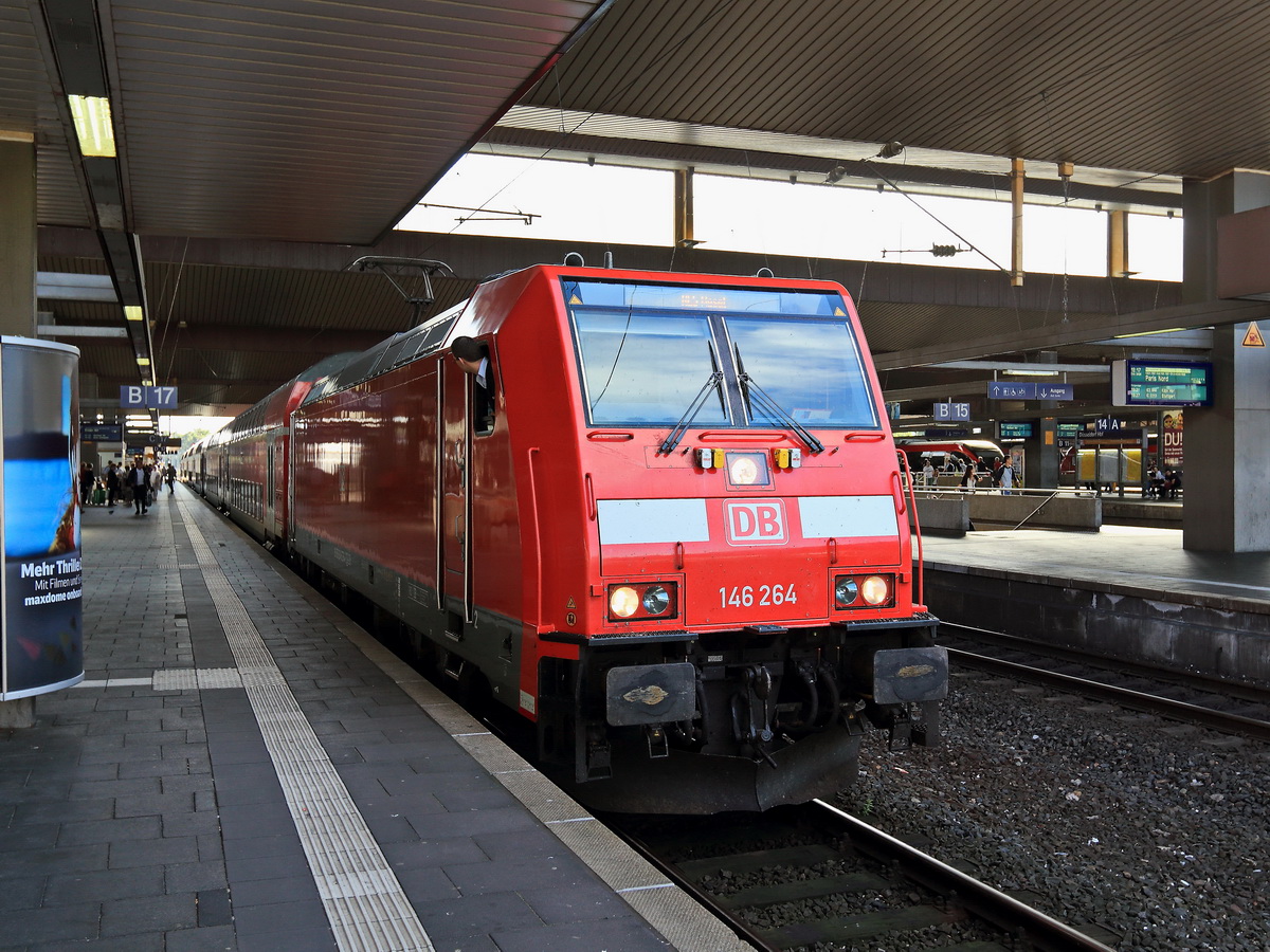 146 264 als RB 5 nach Wesel am 29. Juli 2017 im Hauptbahnhof von Düsseldorf. 