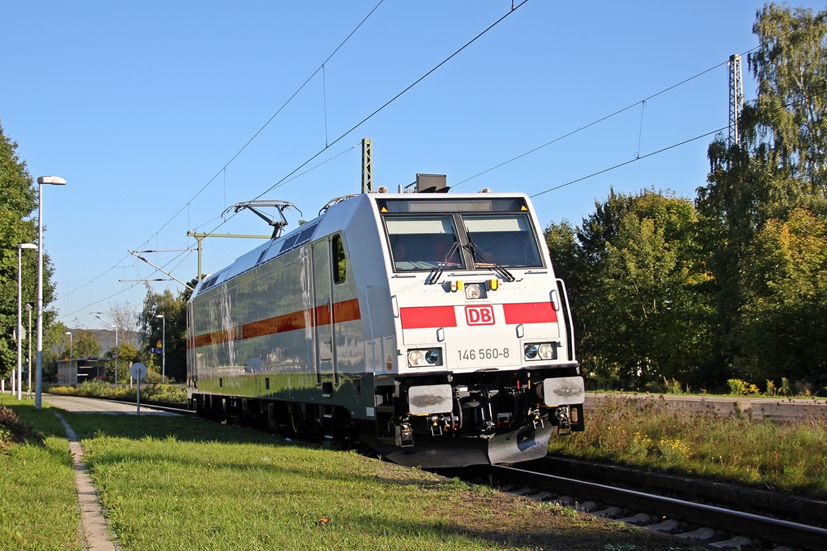 146 560-8 unterwegs auf Probefahrt vom Bombardier Werk Kassel in Richtung Bebra. Baunatal Guntershausen 30.09.2015