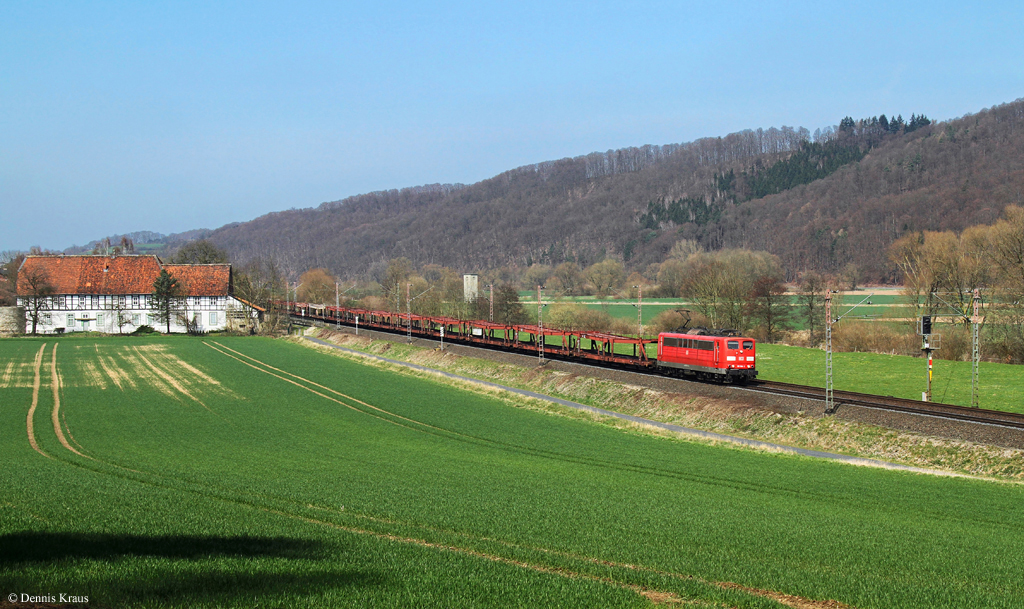 151 164 mit Autozug am 02.04.2016 bei Wispenstein.