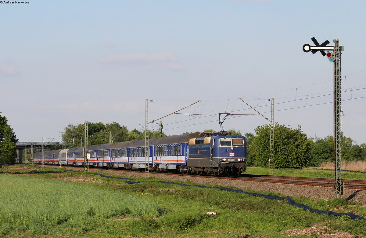 181 201-5 mit dem PF 13400 (Katowice-Lourdes) an der Bk Basheide 9.5.17