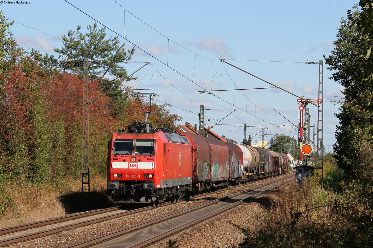 185 130-2 mit dem EZ 44625 (Mannheim Rbf-Basel SBB RB) bei Durmersheim 25.9.18
