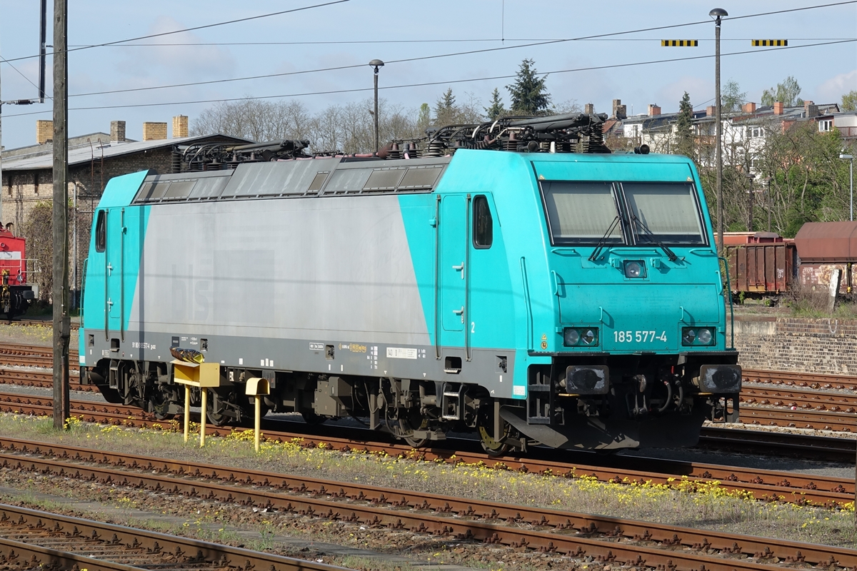 185 577-4 der IGE abgestellt in Eberswalde Hbf. am 11.05.2017