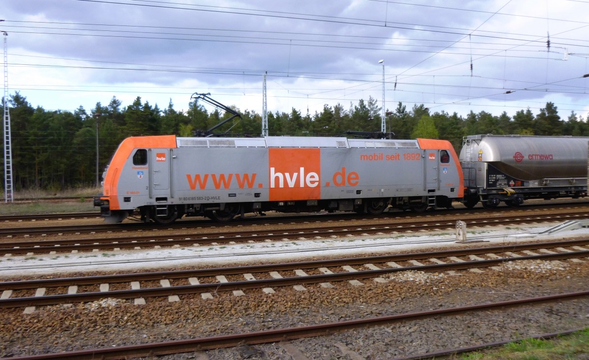 185 583-2 von der HVLE durchfährt Hosena in Richtung Ruhland. Aufgenommen am 16.04.2014