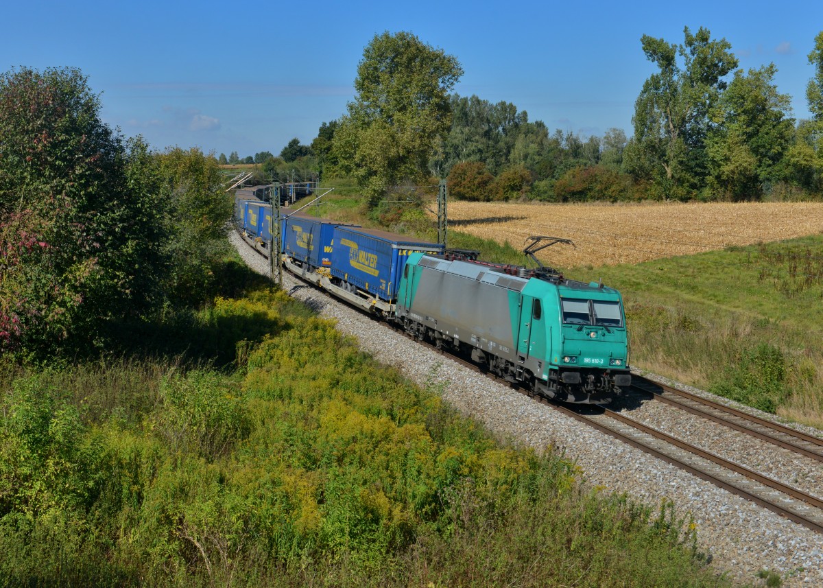 185 610 mit DGS 43945 am 19.09.2015 bei Langenisarhofen. 