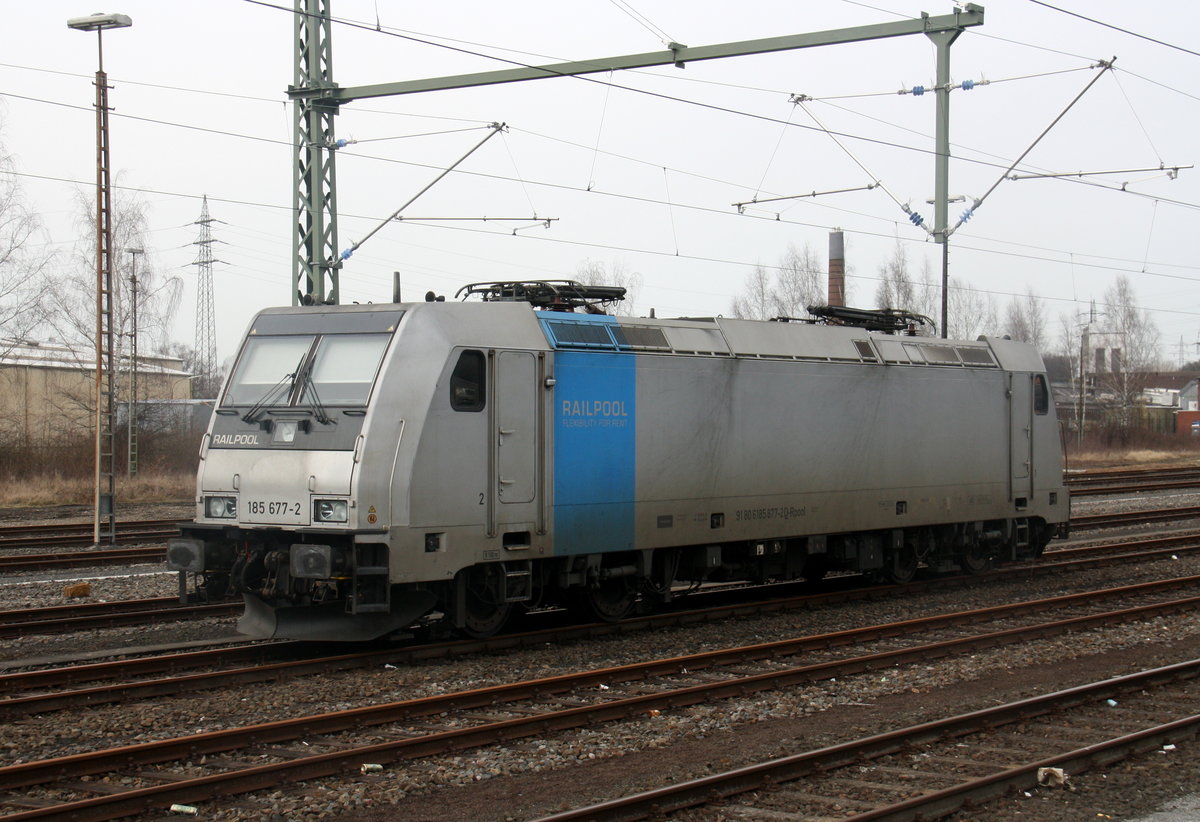 185 677-2 von Railpool steht in Herzogenrath.
Aufgenommen am Bahnhof von Herzogenrath. 
Bei Sonne und Wolken am Nachmittag vom 11.3.2017.