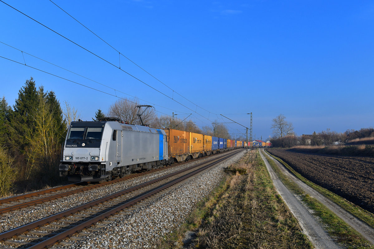 185 677 mit DGS 40674 am 26.01.2018 bei Langenisarhofen. 