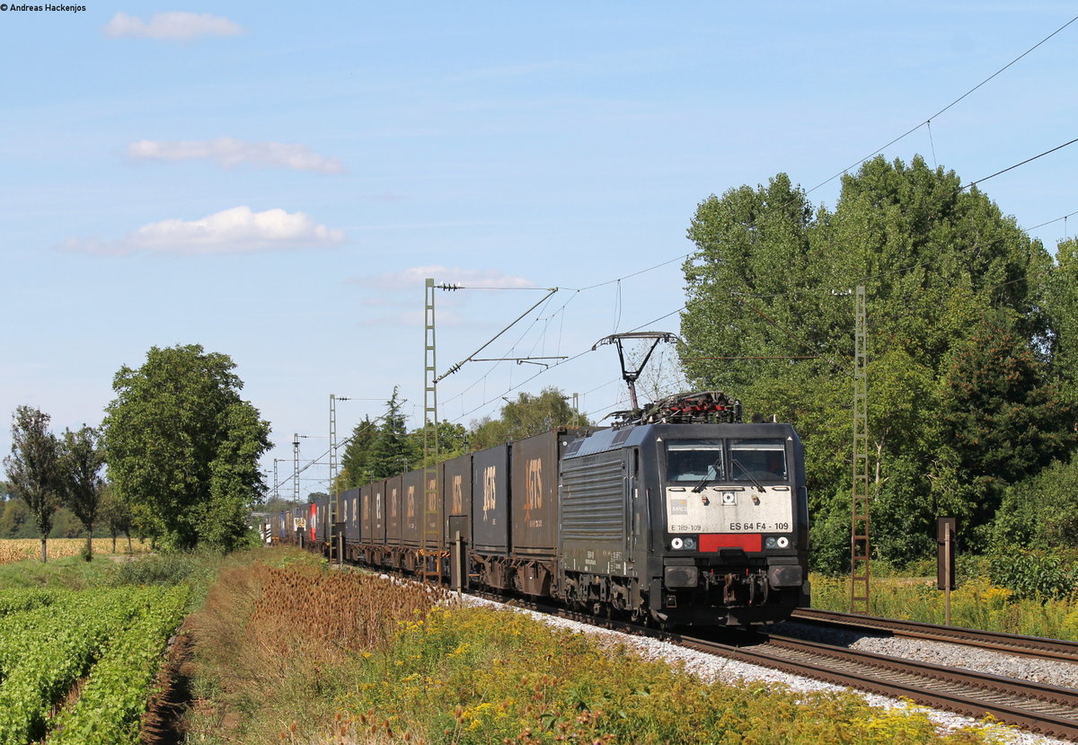 189 109-2 mit dem DGS 40121 (Botlek-Chiasso Est) bei Riegel 26.8.18