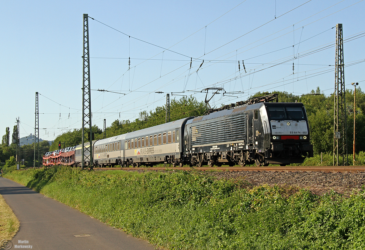189 992 am Urlaubsexpress (UEx) von D´dorf nach Verona bei Unkel am 29.06.2018