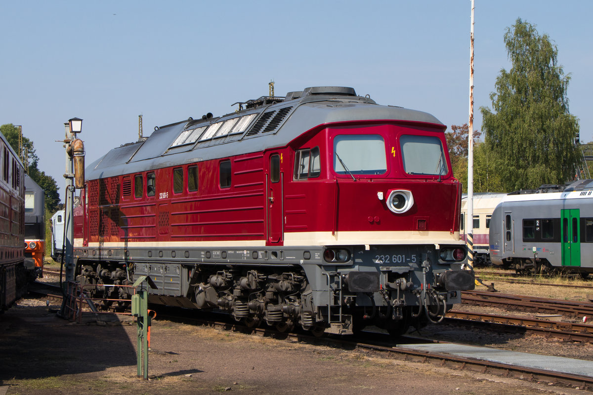 19. August 2018 im SEM Chemnitz. Zum Eisenbahnfest war wieder so einiges, hochpoliertes ausgestellt. In dem Fall 232 601-5 von der Wfl. 