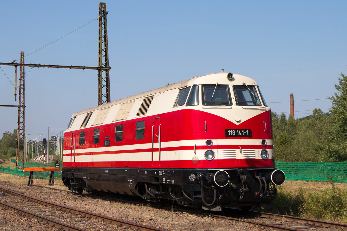 19. August 2018, SEM Eisenbahnfest in Chemnitz: 118 141-1 ist wieder gut rausgeputzt für den Anlass! 