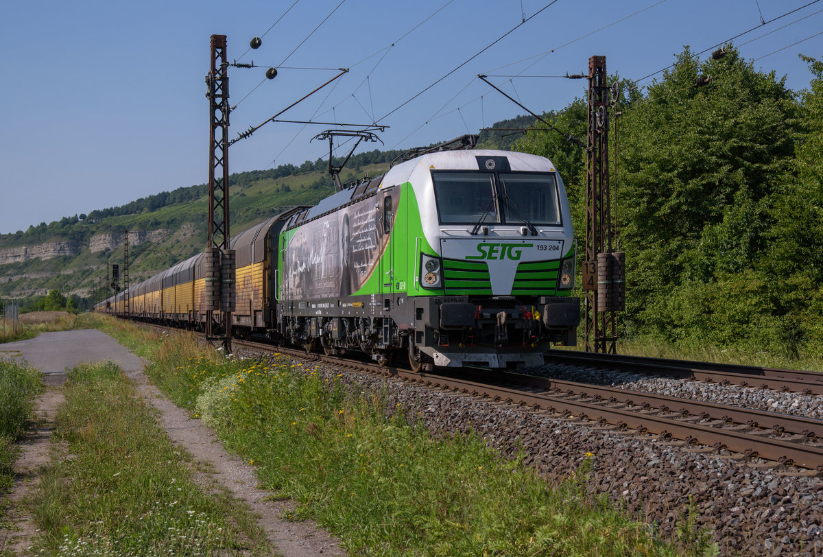 193 204 SETG mit ARS Altmann in Richtung Würzburg am 19.7.2017 bei Thüngersheim.
