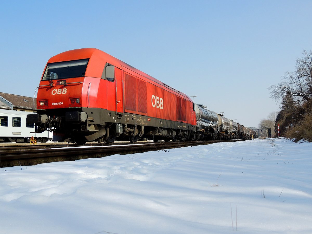 2016 070-2 mit Zugleistung 47850, kurz vor der Abfahrt aus dem Bhf. Ried; 180302