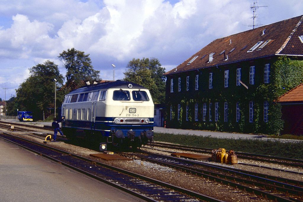 218 154 rangiert in Padborg, 20.09.1990
