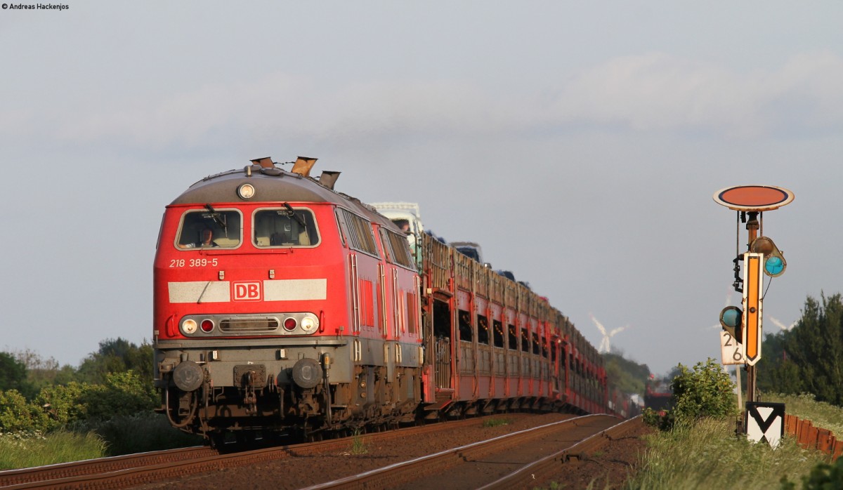 218 389-5 und 218 311-9 mit dem AS 1458 (Niebüll, Sylt Shuttle-Westerland(Sylt), Sylt Shuttle) bei Klanxbüll 28.5.14