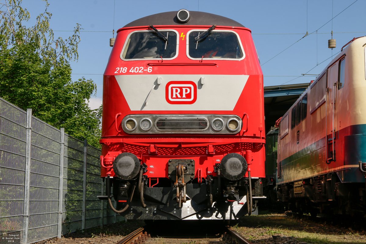 218 402-6 RP im DB Museum Koblenz, am 16.06.2018.