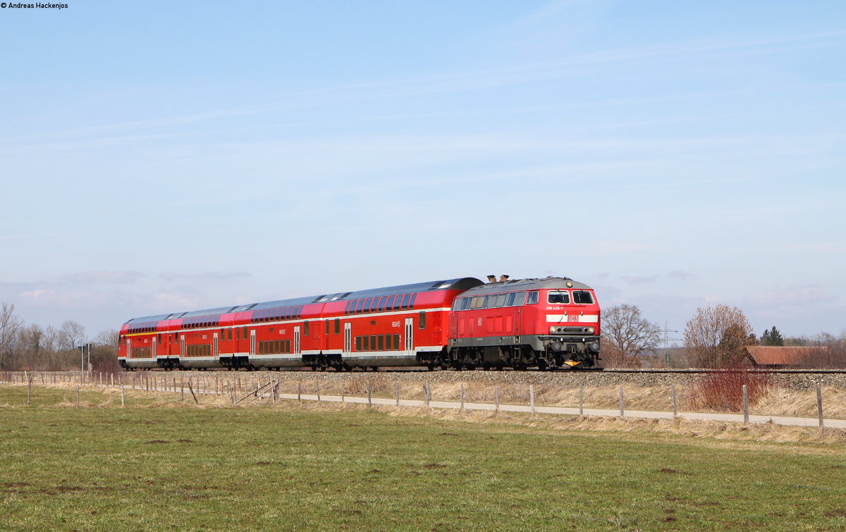 218 425-7 mit dem RE 57500 (München Hbf-Füssen) bei Biessenhofen 24.3.18