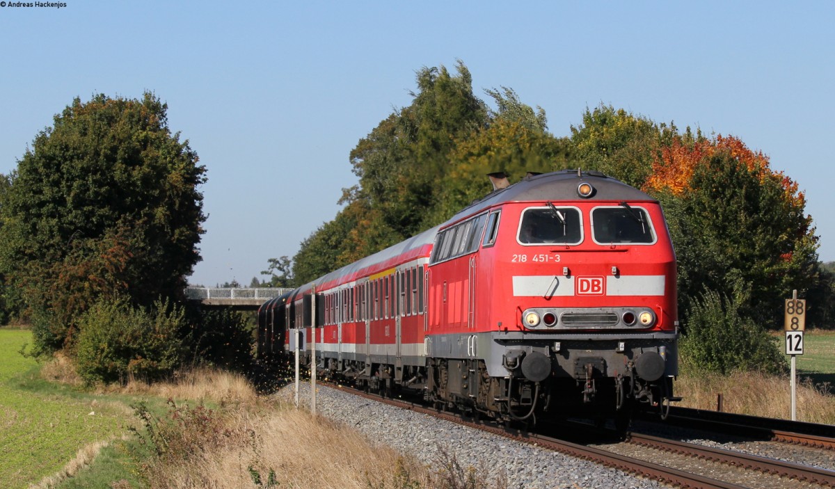 218 451-3 mit dem RE 14069 (Hannover Hbf-Bad Harzburg) bei Hahndorf 3.10.13