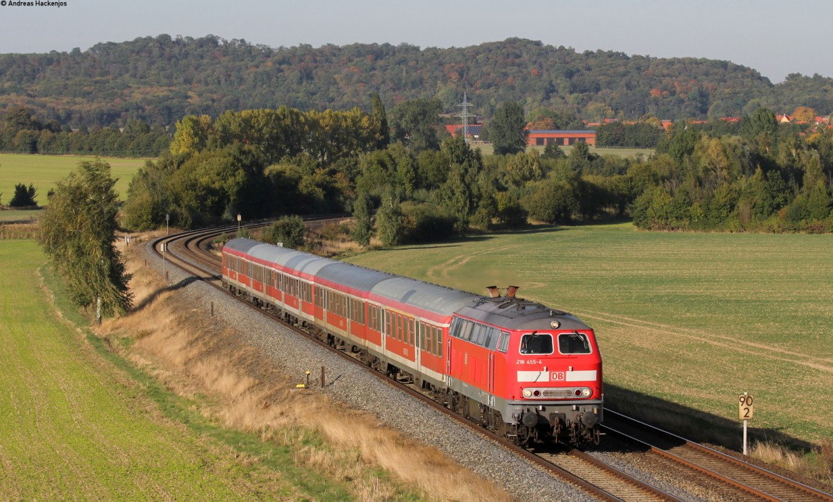 218 455-4 mit dem RE 14071 (Hannover Hbf-Bad Harzburg) bei Bageige 3.10.13