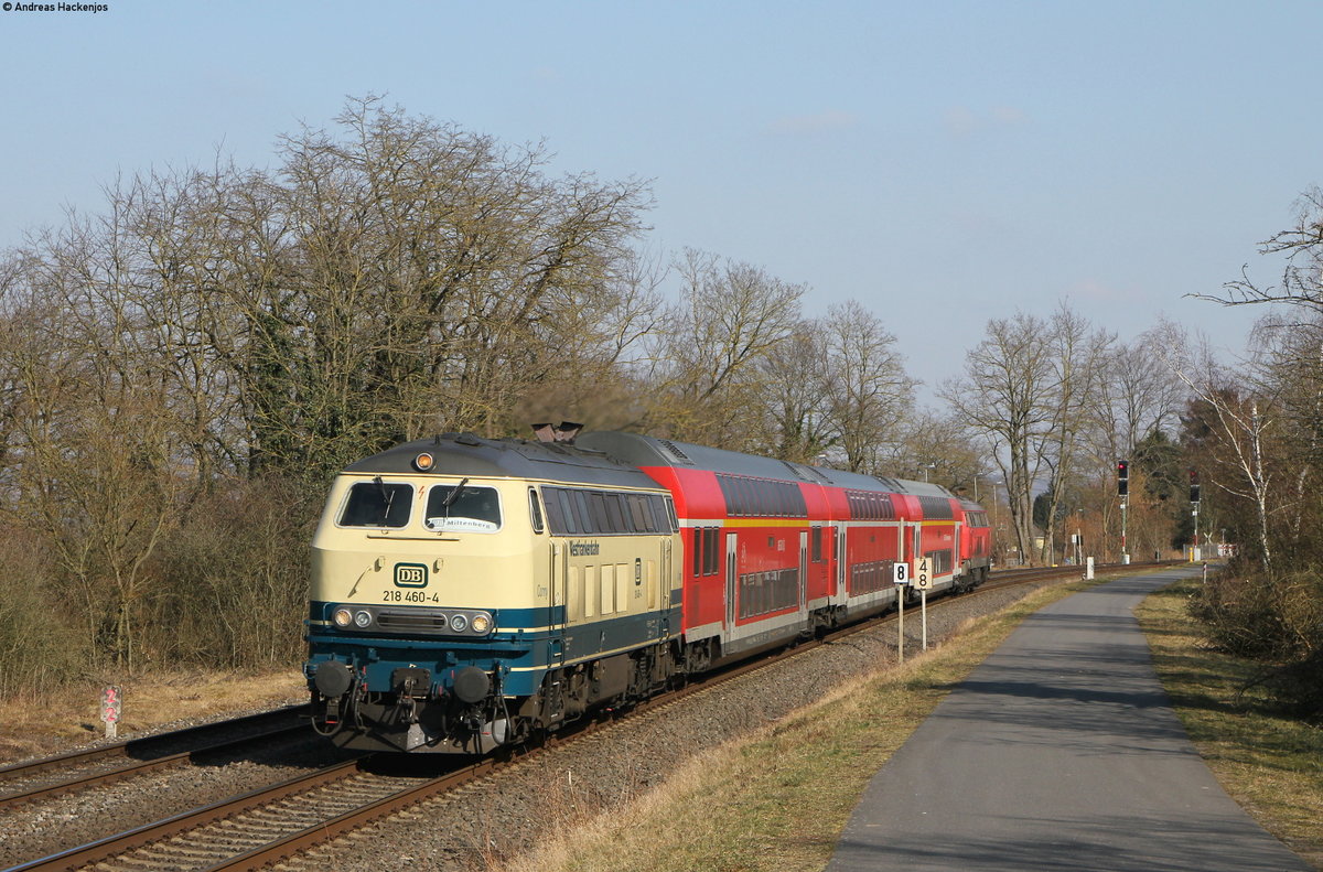 218 460-4 und 218 438-0 mit der RB 23313 (Aschaffenburg Hbf-Miltenberg) bei Aschaffenburg Süd 28.2.18