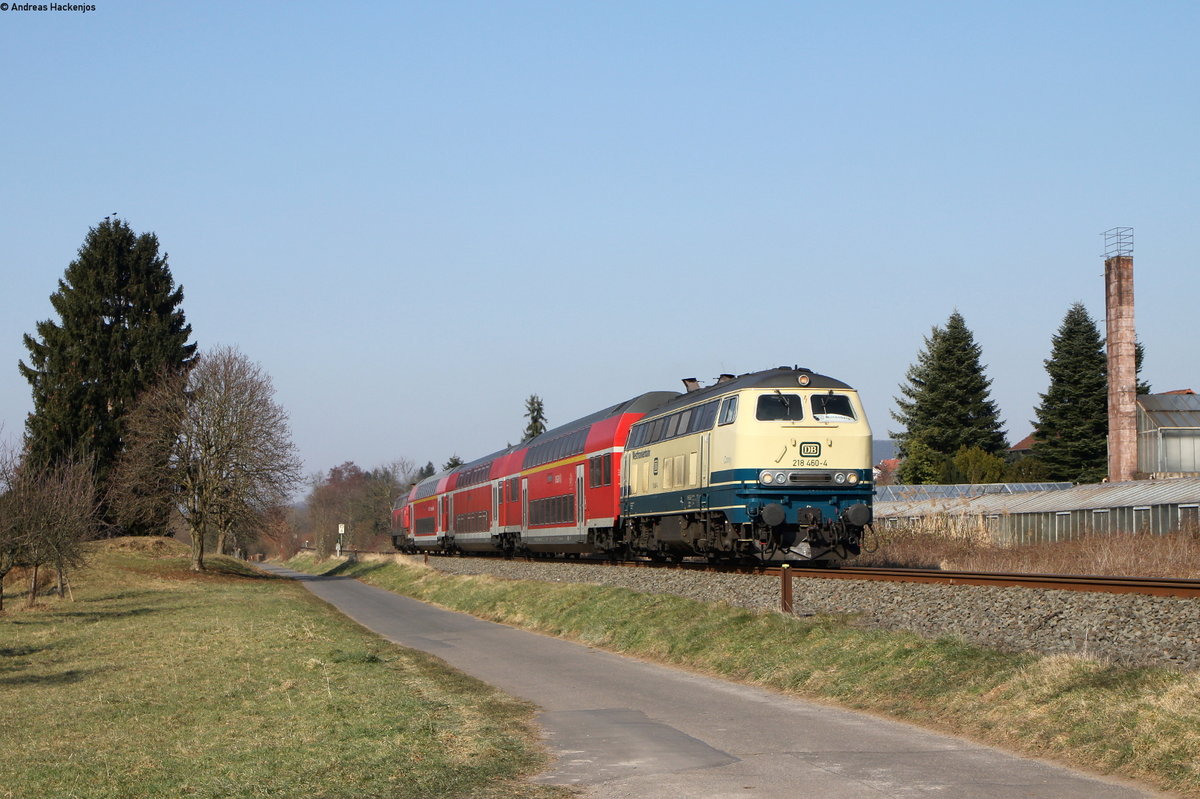 218 460-4 und 218 438-0 mit der RB 23317 (Aschaffenburg Hbf-Miltenberg) bei Sulzbach 28.2.18