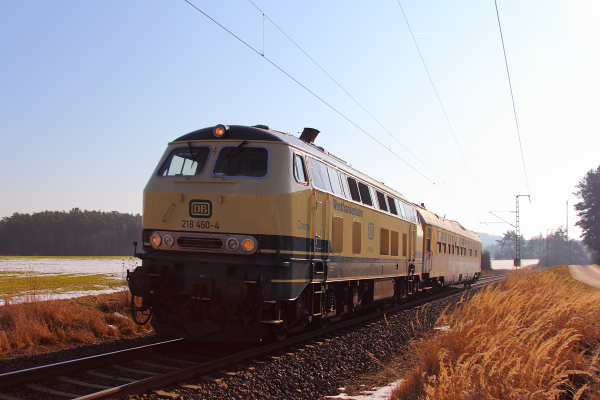 218 460-4 Westfrankenbahn bei Ebersdorf/ Coburg am 13.02.2017.