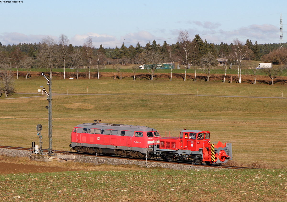 218 470-3 mit dem RbZ 9140x (Seebrugg-Villingen(Schwarzw)) bei Löffingen 28.11.16