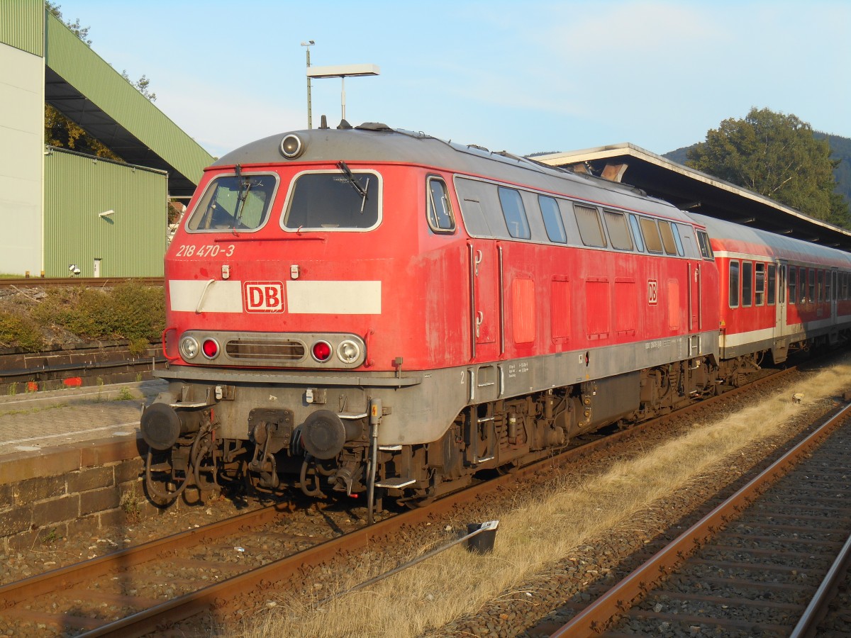 218 470 mit RE nach Hannover Hbf in Bad Harzburg. 8.8.2014