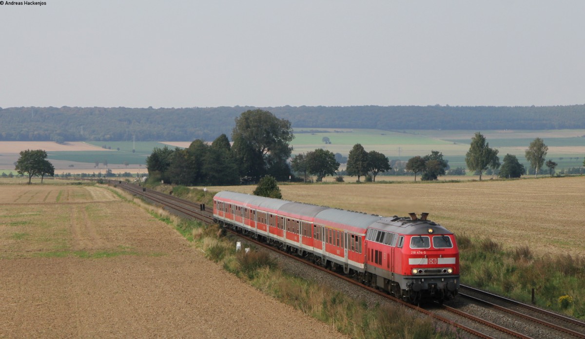 218 474-5 mit dem RE 14071 (Hannover Hbf-Bad Harzburg) bei Kleinelbe 4.9.14