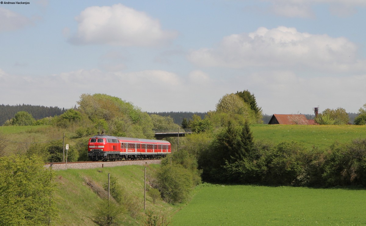 218 476-0 mit dem IRE 3220 (Ulm Hbf-Neustadt(Schwarzw) bei Unadingen 4.5.14