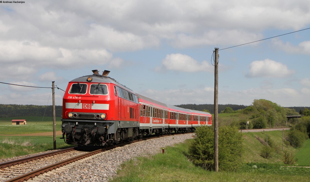 218 476-0 mit dem IRE 3220 (Ulm Hbf-Neustadt(Schwarzw) bei Unadingen 4.5.14