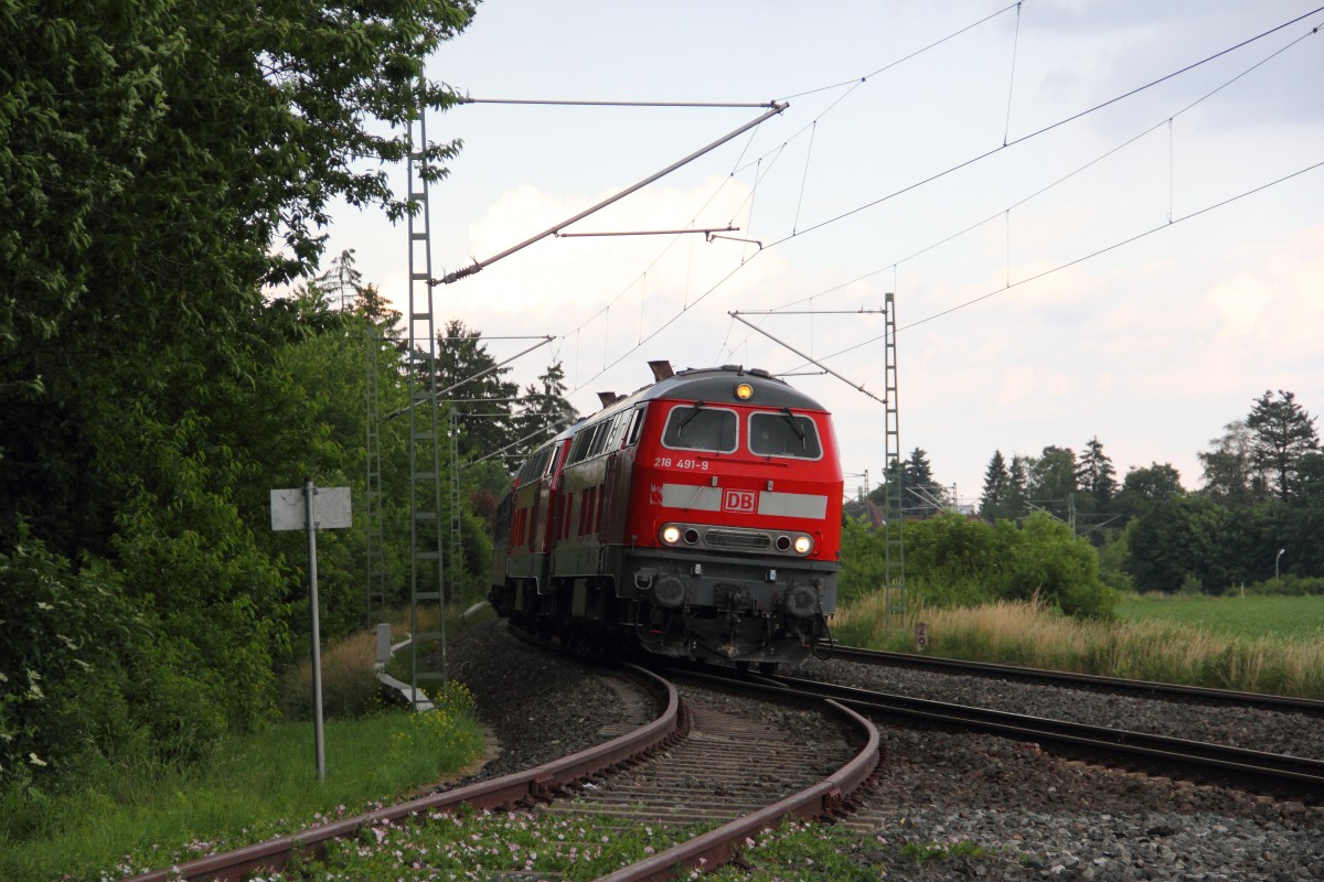 218 491-9 DB + 218 464-6 DB mit einem BTE SDZ bei Redwitz am 28.06.2013.