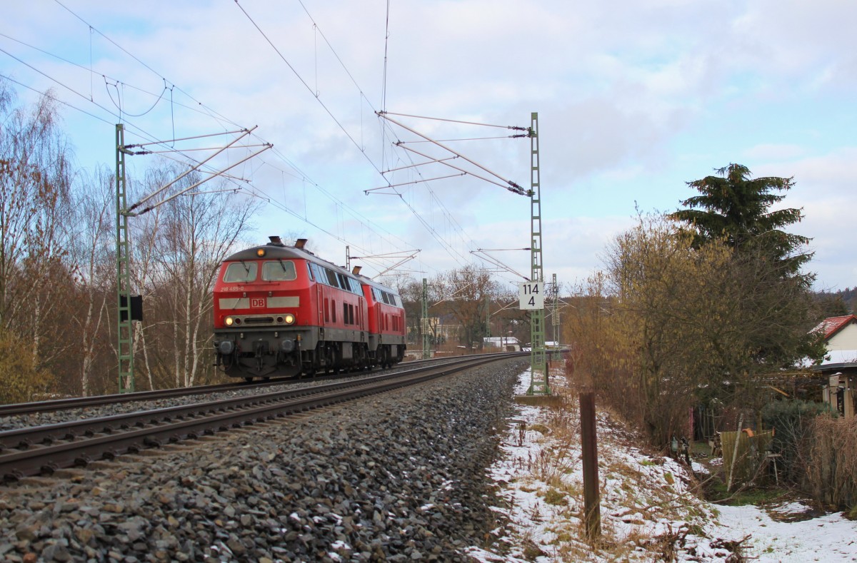 218 495 und 218 405 zu sehen am 24.02.16 in Plauen/V.