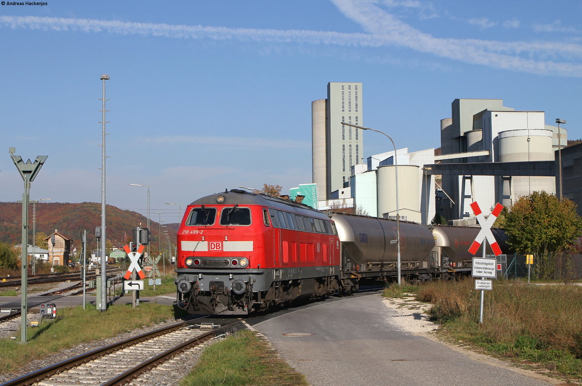 218 499-2 beim Rangieren in Scheklingen 16.10.18