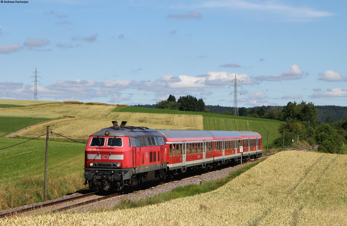 218 499-2 mit dem IRE 3220 (Ulm Hbf-Neustadt(Schwarzw)) bei Bachheim 17.7.16