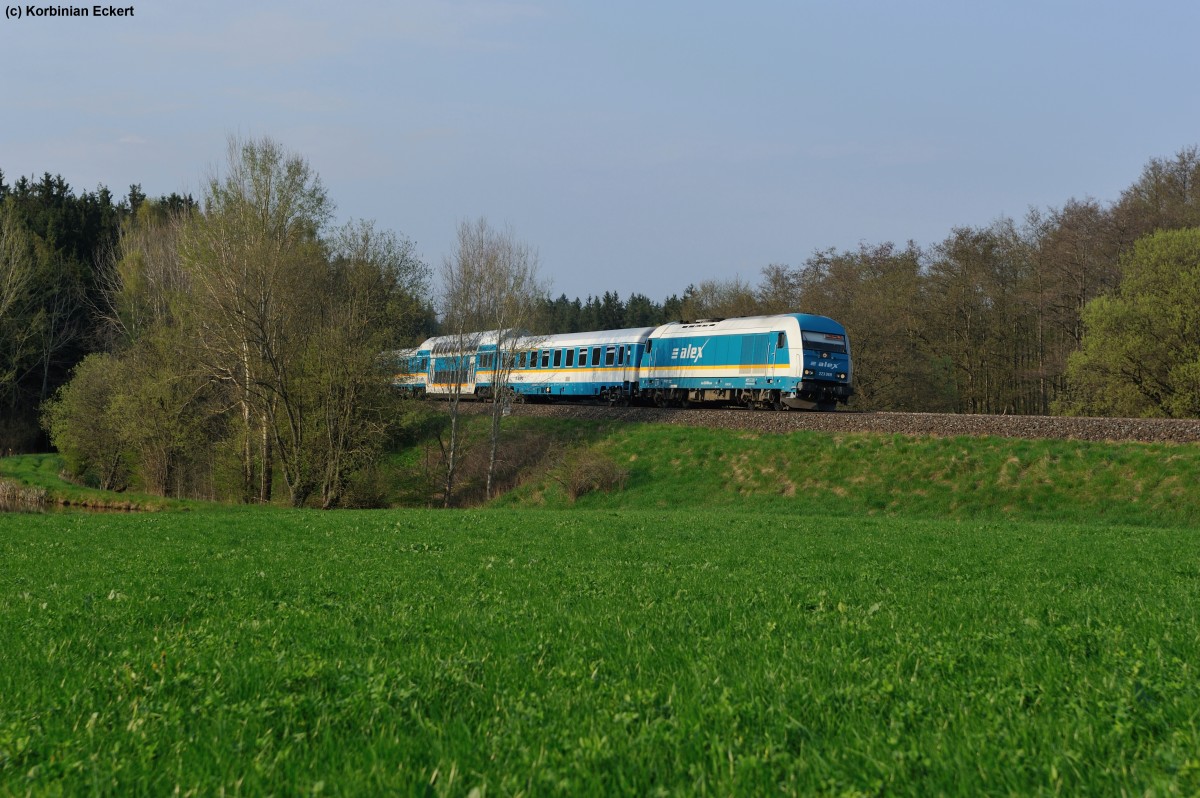 223 069 mit dem ALX 84121 von Hof Hbf nach Mnchen Hbf bei Oberteich, 05.05.2013