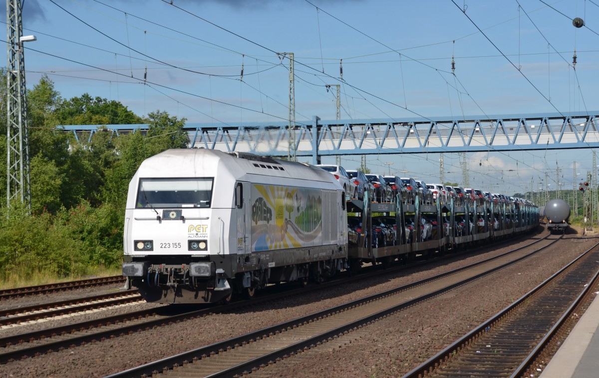 223 155 fuhr am 01.07.14 mit einem Altmann-Zug durch Buchholz(Nordheide) Richtung Hamburg.
