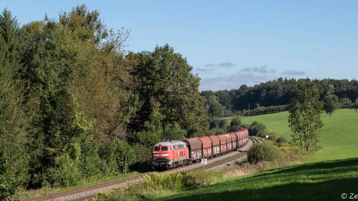 225 073 half im September 2016 beim Kieszug Roßberg - Kressbronn aus und belebte damit eine längst vergangene Zeit wieder! Hier fährt der Zug gerade durch Lohner in Richtung Friedrichshafen zur Zwischenabstellung.